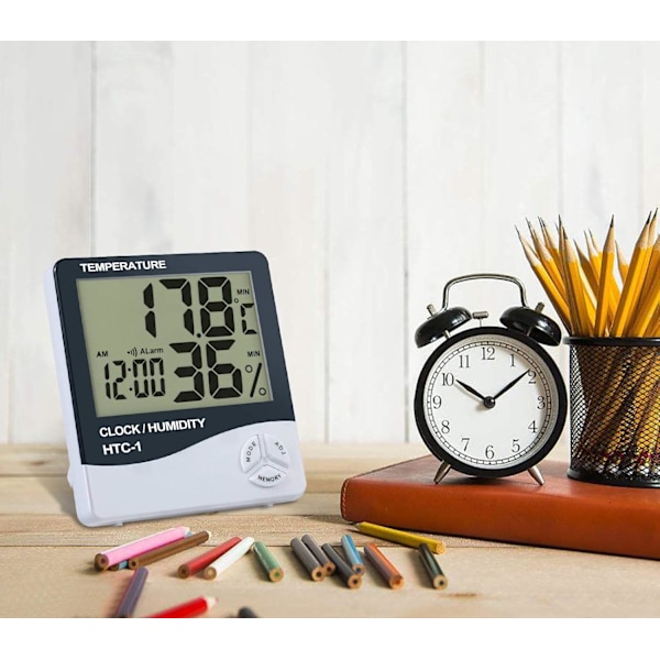 Temperaturkontroll nära till hands, inomhustermometer hygrometer för hemmakontor, tydlig och exakt avläsning & enkel installation, 2-pack