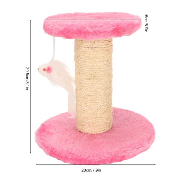 Kattklösträ interaktiva mjuka plysch 2 lager sisalrep klösträd för inomhuskatter kattungar rosa