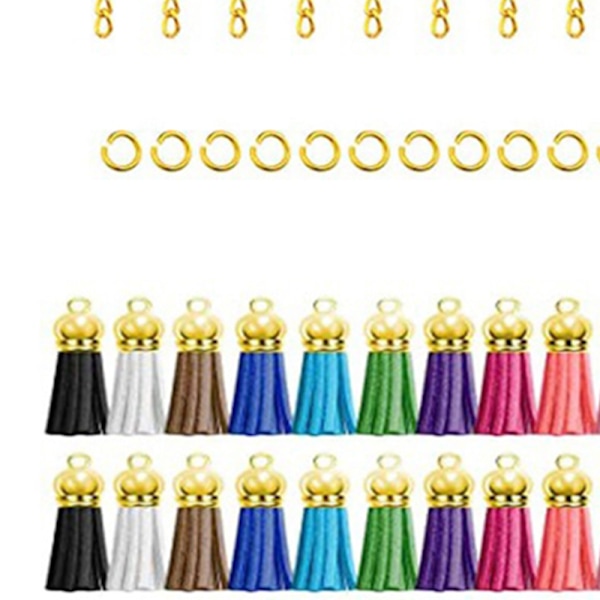 120 st nyckelring set stabil akrylplatta kedja nyckelring länkring läder tofs kit för DIY dekoration guld färg