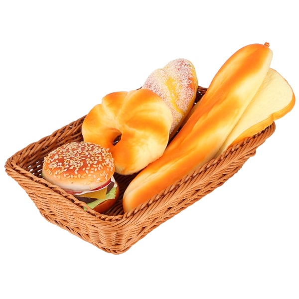 Rektangulær matbeholderkurv for husholdning, skrivebord, brød, frukt, oppbevaring, til kontor, restaurant, kaffefarge