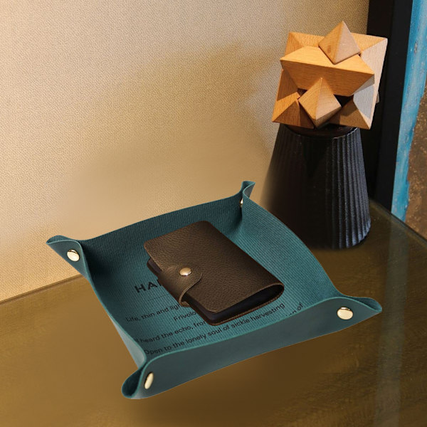 Valetbricka Skrivbordsförvaring Organizer - Multi-Use Läder Catchall Bricka Sängbord Caddy Tärningshållare för Nycklar, Telefon, Plånbok, Mynt, Smycken,