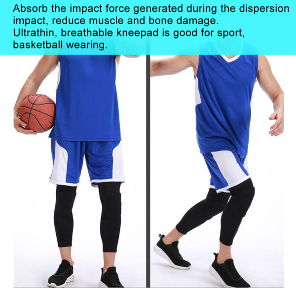Sport Cellulär Basketboll Knäskydd Ultratunn Andningsbar Antiskollision Elasticitet Skyddsutrustning för Vuxna Barn Svart
