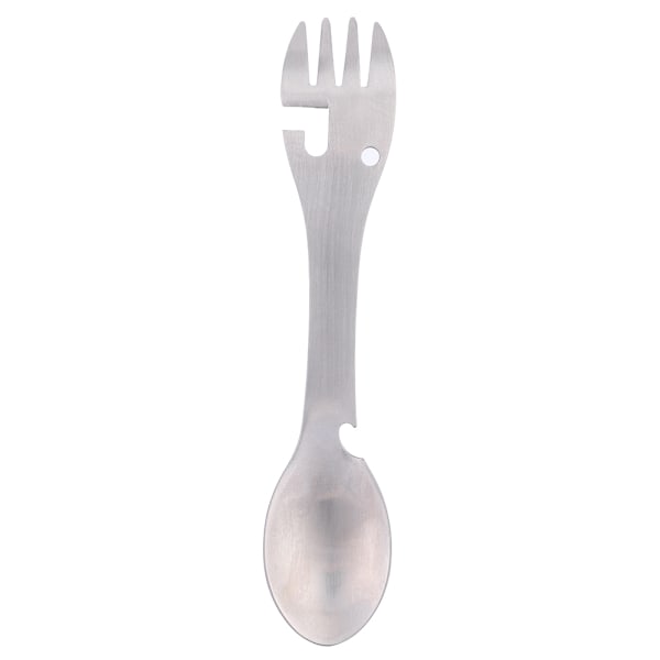 Bärbar Multifunktionell Utomhusspork, Premium Rostfritt Stål 5 i 1 Redskap med Sågtandad Skärare, Kompakt Design för Camping Picknick Vandring,