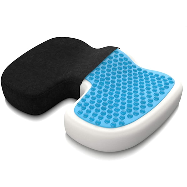 Kontorsstolsmatta i Memory Foam, Portabel Gel-förstärkt Sittdyna för Ischiaslindring, Ergonomisk Design med Halkfri Bas, Lindring av Ryggsmärta Svanskotan