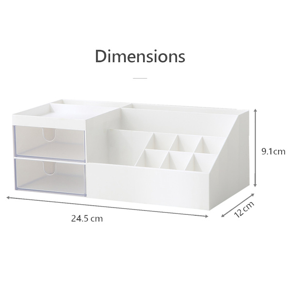 Makeup Organizer til Forfængelighed Med 2 Opbevaringsskuffer, Soveværelse Skrivebordsorganisation, Klar Skuffe Organizer til Kosmetik