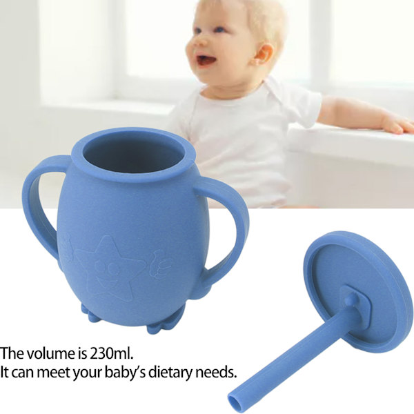 230ml Silikon Treningskopper for Småbarn med Sugerør Lokk Sklisikre Håndtak Spillsikre Treningskopp for Baby Småbarn