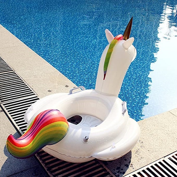 Stor Uppblåsbar Enhörning Pool Float, Perfekt Storlek Pool Floats för Barn 3-6 År, Tjockare och Säkrare Material för Sommarlek