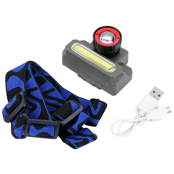 USB-uppladdningsbar XPE+COB pannlampa bärbar söklampa