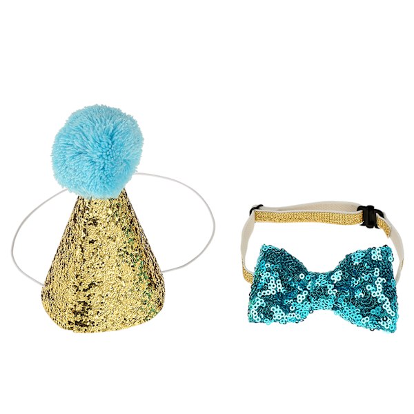 Söpö lemmikki kissa koira syntymäpäivä korkit Bowknot juhla puku hattu Bowknot puku päähine sininen
