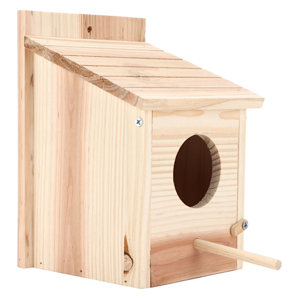Innovativ fågelholk i trä, naturlig och säker DIY utomhus i trä