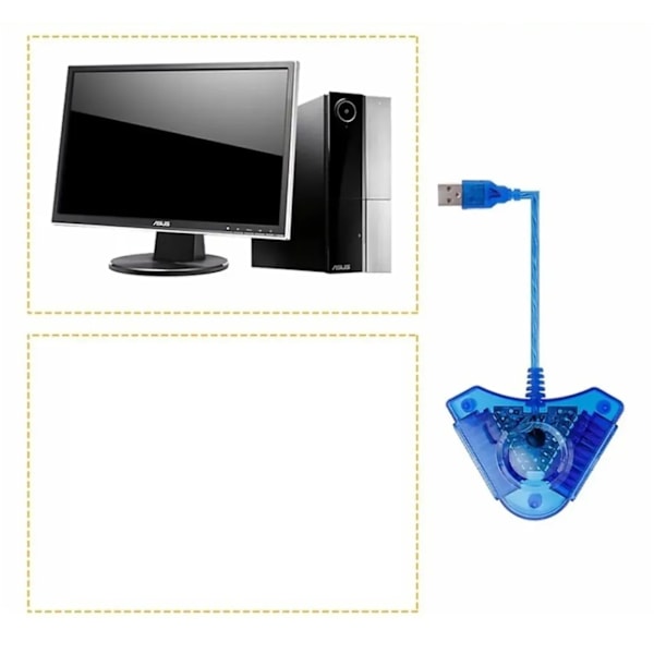 PS2-PC-muunnin, Plug and Play, 1 PC-tietokone 2 PS2-sovittimeen, sovitinkaapeli WIN98 XP 7 8:lle