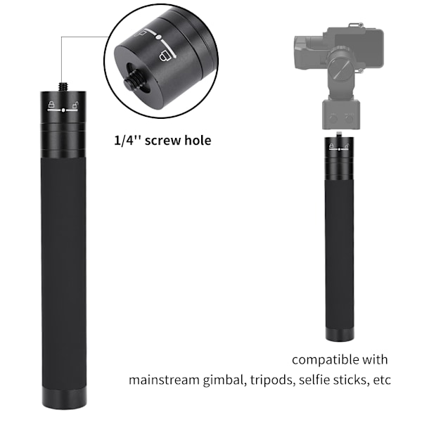 Förlängningsstång i aluminiumlegering för gimbal-selfiestick, 1/4'' skruvförlängare för DJI Zhiyun