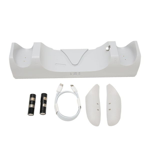 VR-ladestasjon for Oculus Quest 2, ladestasjon for Meta Quest 2 med 2 oppladbare batterier og USB C-kabel