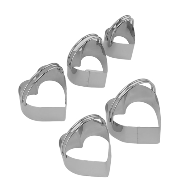 5 stk. kakeformsett med håndtak i rustfritt stål for baking og matlaging Alentine Day