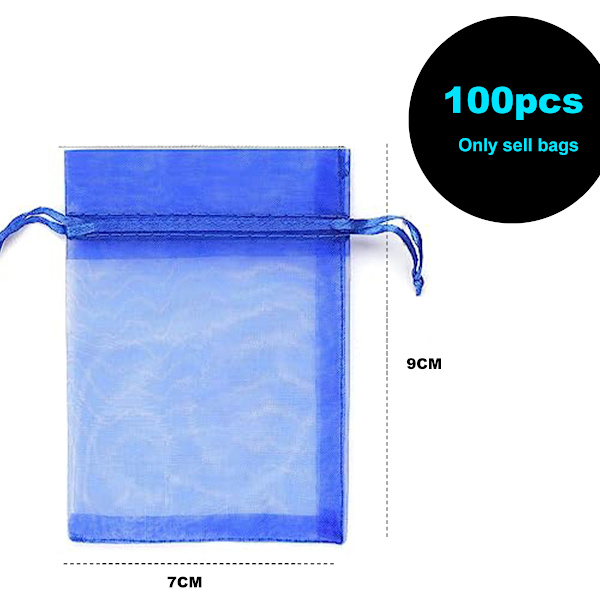 100 stk 2,8\"x3,6\"(7x9cm) Gaveposer Snøring Organza Smykkeposer, Oppbevaringspose
