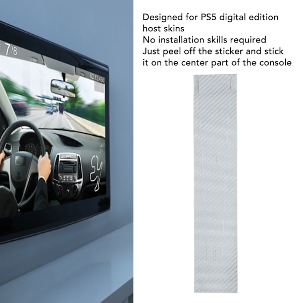 Konsoll Midtskinn Riperesistent Beskyttende Spillkonsoll Midtstripe Klistremerke for PS5 Digital Edition Vert Grå