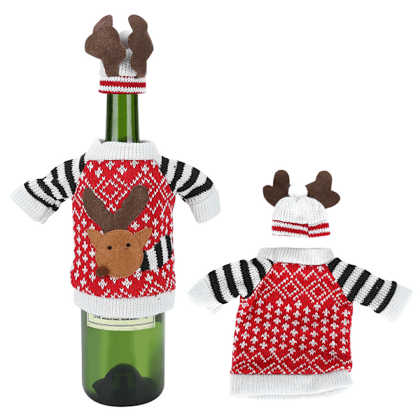 Jul Vinflaskskydd, Julflaskdekoration med Festlig Vinflaskhatt, Perfekt För Fula Tröjtemafester, Ger En Varm Känsla