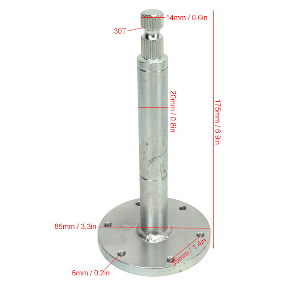 Go Kart Styrningsaxel 30T 85mm Servostyrningsaxel med 6 Hål för DIY Ombyggnad Fyrhjulig Elbil