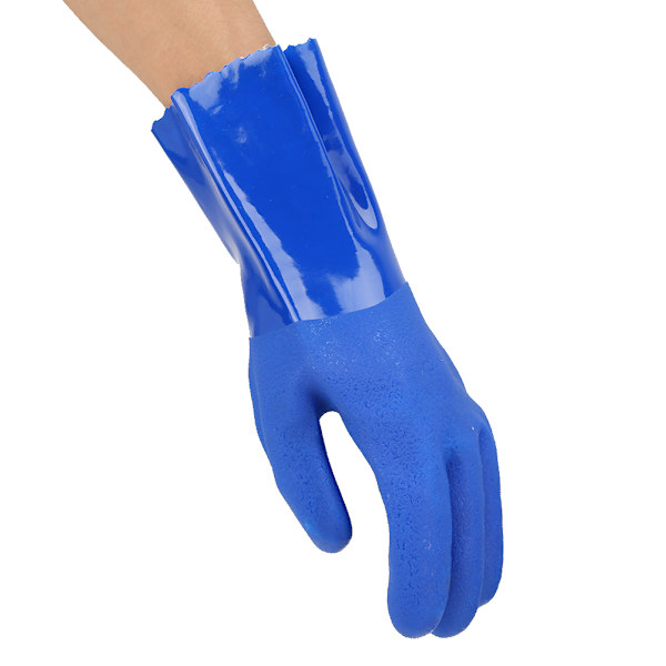 PVC Kemisk Resistens Handske Strikkede Bomuldsforet Lige Ærme Sikkerhedshandsker Skridsikre (XL)