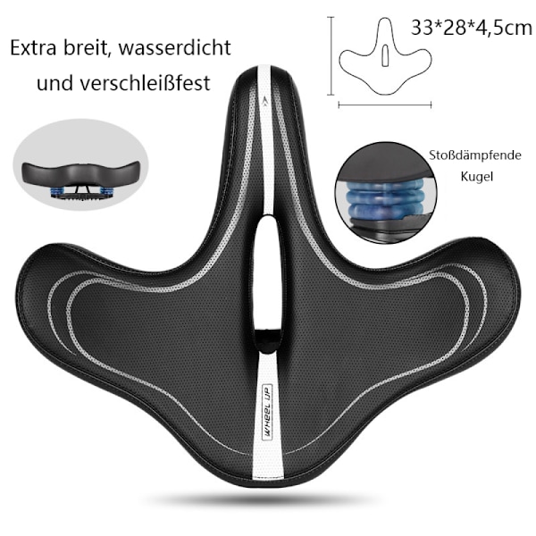 Överdimensionerad cykelsadel för trekking, touring och racing, maximal ventilation och ergonomisk design ger oöverträffad åkkomfort