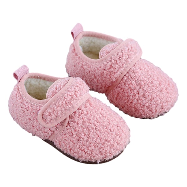 1 par Unisex Barn Toddler Tofflor Strumpor, Konstgjorda Ulltofflor med Halkfri Gummisula (Inre längd 13.5cm) pink 13.5cm