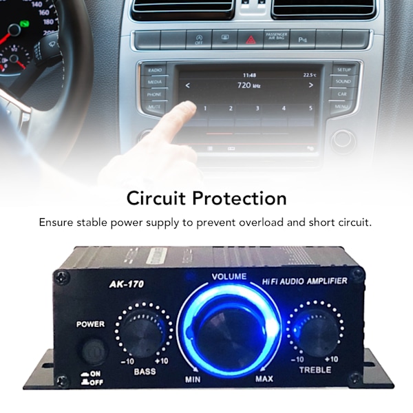 Bil Audio Powerforstærker Dual Channel USB SD-kort AUX Bluetooth Stereo Mini-forstærker 12V