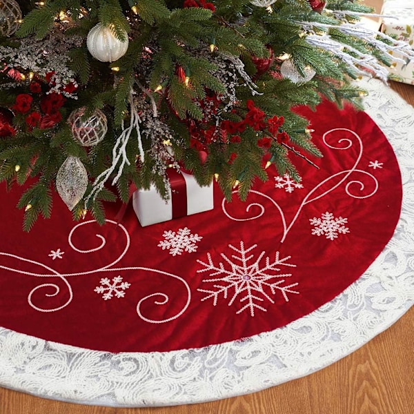 Mysig julgransmatta, elegant design på kristallvelour för festlig charmdekor