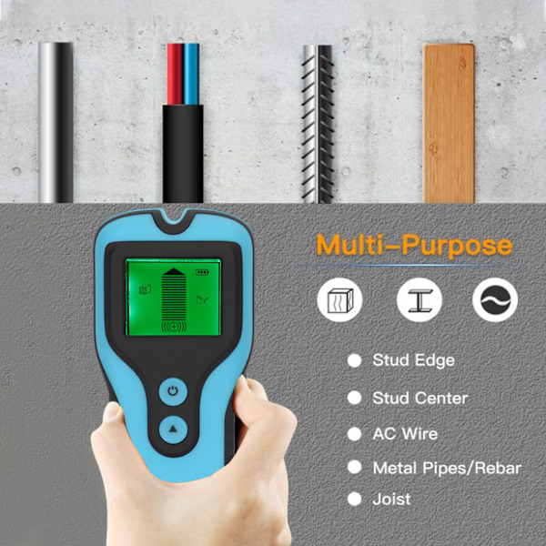3 i 1 Vegg-skanner Finder Multifunksjonell Bærbar LCD Digital Vegg Metall Tre Studs Detektor Blå