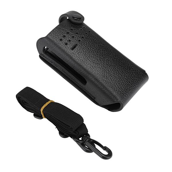 Hård PU-läderfodral med bakre klämma/nylon axelrem för Motorola GP328D Walkie Talkie