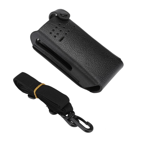 Hardt PU-lærveske med bakklips/nylon skulderstropp for Motorola GP328D Walkie Talkie