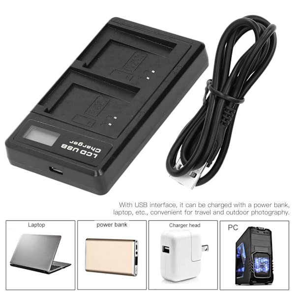 Bærbar kamera batterioplader til NB‑13L USB kamera dobbelt oplader med LCD-skærm