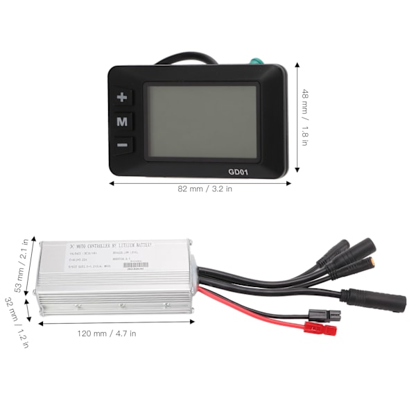 Elektrisk cykelmotorstyring 22A elektrisk cykelmodifikationssæt med GD01-panel til 500W gearet motor