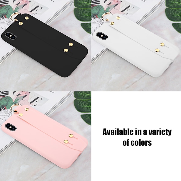 Solid Color TPU Dobbeltlags Anti-fall Telefondeksel med Rem Egnet for iPhone xs max (Hvit)