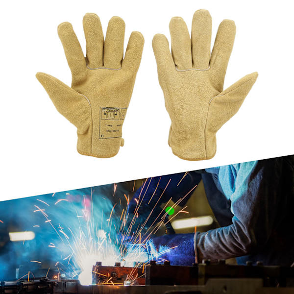 Par svetsningshandskar slitstarka kohud gula arbetsskydd för förare Carry(XL )