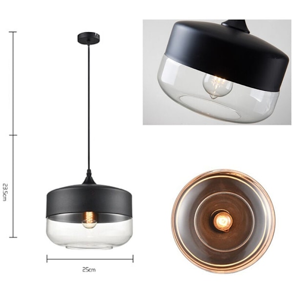 Nordisk Modern Loft Hängande Glas Pendellampa, Högkvalitativ Metall Smidesjärn Glas Ljusarmatur för Kök, Matsal, Sovrum, Vardagsrum,