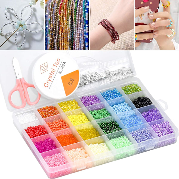 Uniforma Runda Glaspärlor, 3 mm Diameter Flerfärgade Fröpärlor Kit Perfekt För Smyckestillverkning, Litet Pärlkit Erbjuder Mångsidighet För Diy Mini