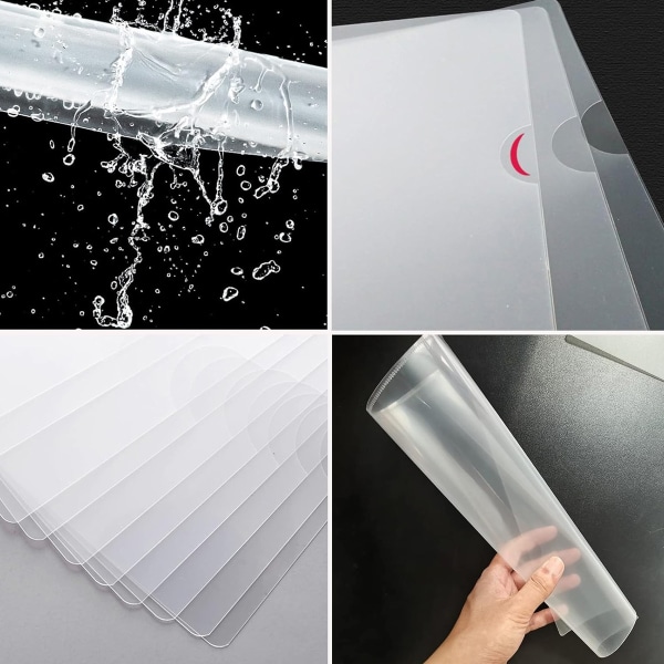 30-pack transparenta dokumentmappar, kopieringssäkra projektpärmar, L-typ, transparenta plastmappar i A4/Letter-storlek i transparent färg