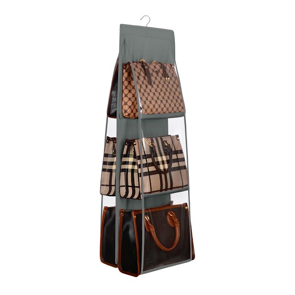 Håndtaskeophængsarrangør, 6 lommer Foldbar hængende pungarrangør Oxford klud Håndtaskeopbevaringsophæng Universal Fit Closet Organizer