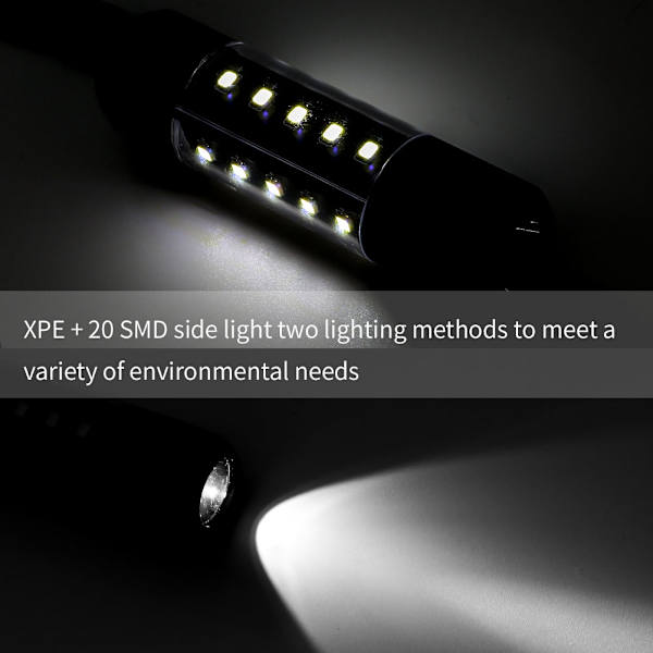 Skywolfeye Bärbar XPE + 20 SMD Ficklampa Liten Vattentät 3 Huvud