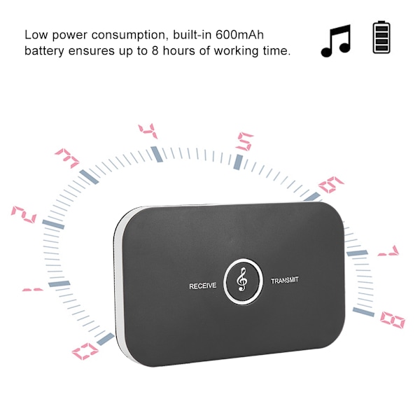 2 i 1 Bluetooth 5.0 sändare mottagare trådlös A2DP ljudadapter extra 3,5 mm spelare