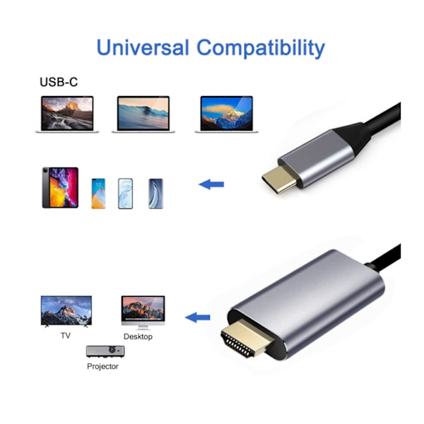 USB-C til HD Multimedia Interface Kabel 4K ved 60Hz Type C til HD Multimedia Interface Adapter til Galaxy S22 til XPS 3m/9,8ft