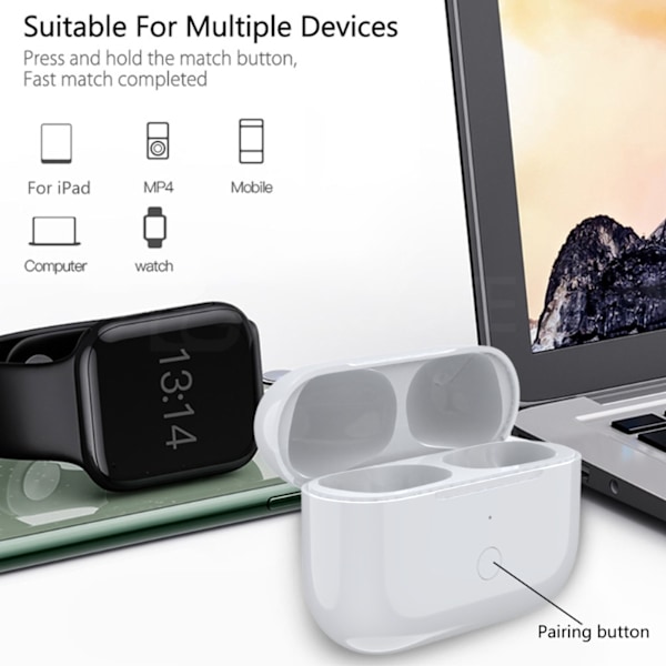 Trådløst ladeetui 660mAh batteri Trådløs kablet lading med synkron paringsknapp for IOS Earbuds Pro 2
