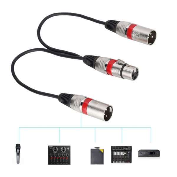 30cm XLR-hunnkontakt til dobbel hannhode splitteradapter lydmikrofonforlengelseskabel for Canon Red