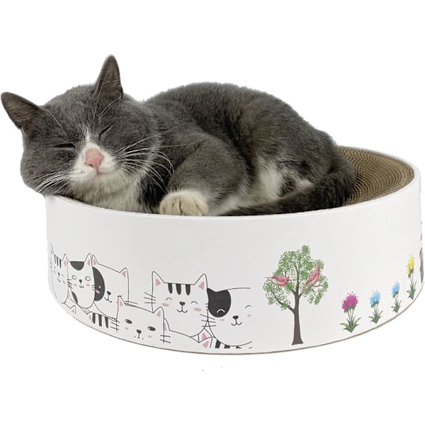 Kattklösbräda i Kartong, Multifunktionell Klösmöbel för Innekatter, Hållbar Återvunnen Kartong Oval Kattklösmatta, Sluten Botten Design