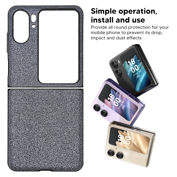 Foldbar telefonetui ABS beskyttende skinnende telefoncover anti-drop etui til Find N2 Flip sort
