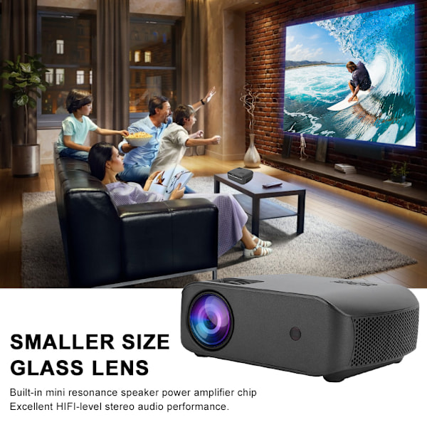 720P Projektor F10 Hemmabruk Bekvämlighet Svart HIFI Stereo Ljudprestanda 100‑240V UK-kontakt