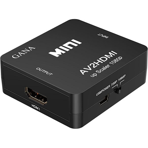 RCA till HDMI, 1080P Mini RCA Komposit CVBS AV till HDMI Video Audio Konverter Adapter Stödjer PAL/NTSC med USB Laddningskabel för PC Laptop Xbox PS4