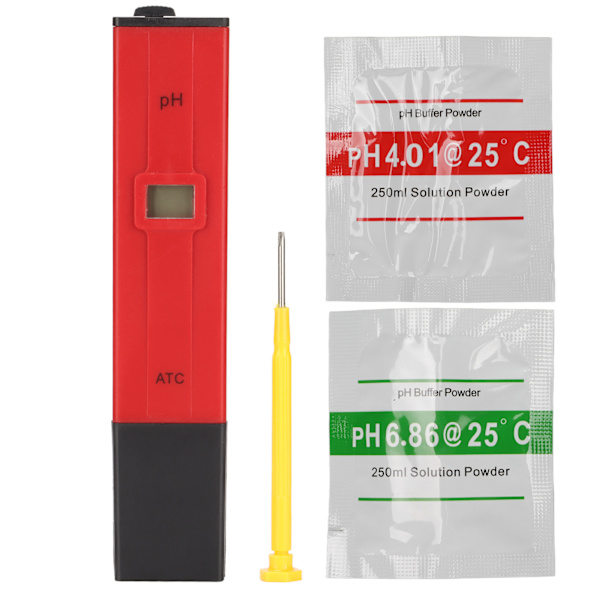 PH-mätare Digital Display Liten Fel 0,0 till 14,0 pH Mätintervall ABS PH-penna för Akvarier Laboratorium Röd Svart