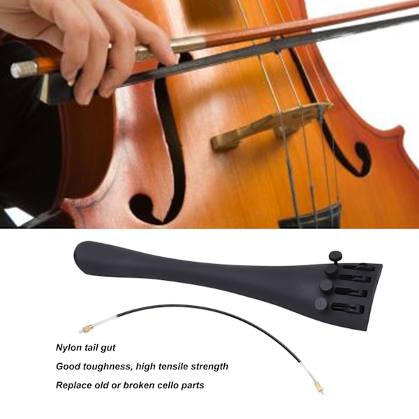 4/4 Cello Stränghållare Kolfiber 4 Stämmare Strängbräda med Finjustering Nylon Stränghållare Delar