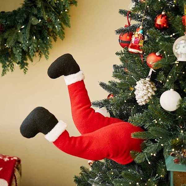 Fånga Julstämningen, Fyllda Tomteben med Realistiskt och Roligt Utseende, Elf Ben Dekorationer, Unik Julstämning, Återanvändbara Juldekorationer,